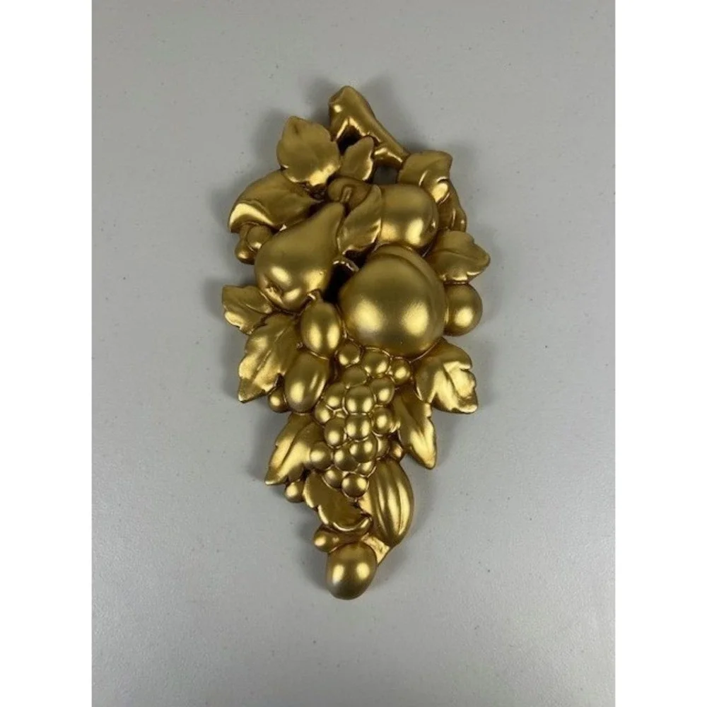 Vintage Roman Art Co Gold Fruit Wall Chalkware Resin Plaque Mid‎ Century 14 Inch